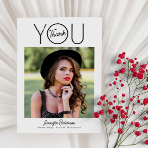 Black and White Photo Graduation Thank You Card