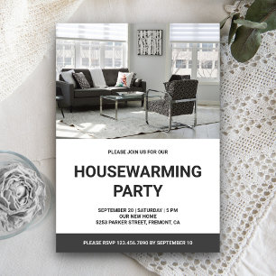 Black and White Photo Housewarming Party Invitation
