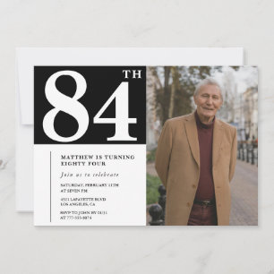 Black and White Photo Men 84th birthday Invitation