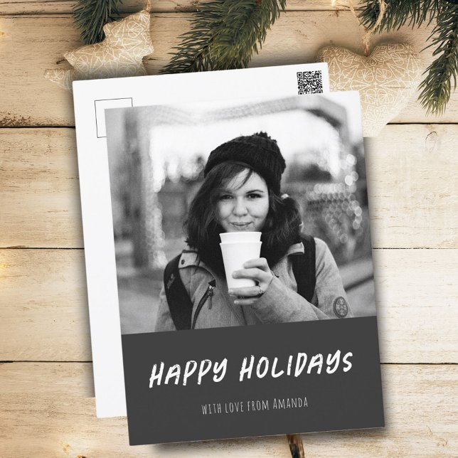 Black and White Photo Minimalist Holiday Postcard (Creator Uploaded)