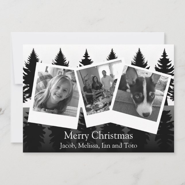 Black and White Photo Modern Christmas Holiday Card (Front)