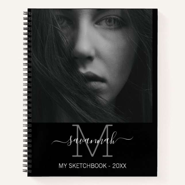  Black And White Photo Monogram Sketchbook  Notebook (Front)