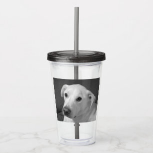 Black and White Photo of a Beautiful Soulful Dog Acrylic Tumbler