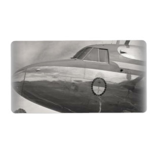 Black and white photo of an aeroplane nose