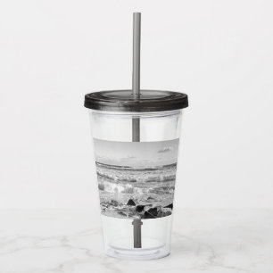 Black and White Photo of Atlantic Ocean Waves Acrylic Tumbler