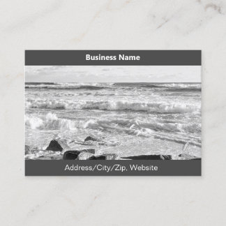 Black and White Photo of Atlantic Ocean Waves Business Card