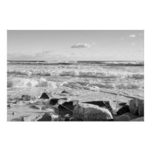 Black and White Photo of Atlantic Ocean Waves