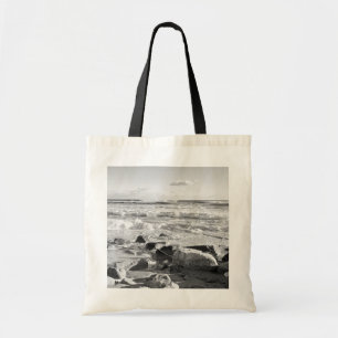Black and White Photo of Atlantic Ocean Waves Tote Bag