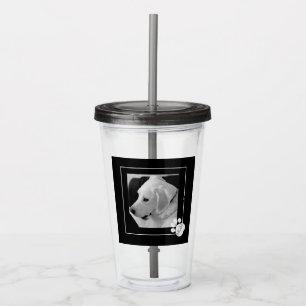 Black and White Photo of Cute Dog Best Mum Ever Acrylic Tumbler