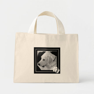 Black and White Photo of Cute Dog Mum Paw Mini Tote Bag