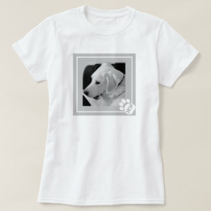 Black and White Photo of Cute Dog Mum Paw T-Shirt