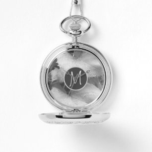 Black and White Photo of Grape Leaves Initial Grey Watch