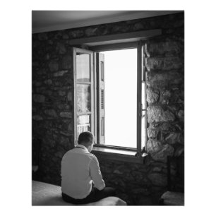 Black and white photo of man print