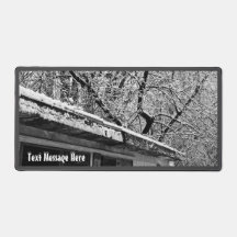 Black and White Photo of Rustic Snowy Winter Scene