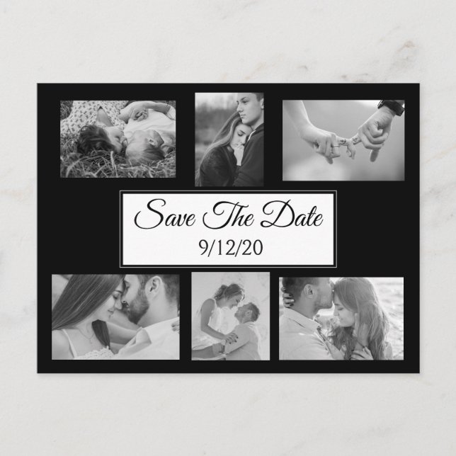 Black and White Photo Save the Date Announcement Postcard (Front)
