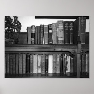 Black And White Photo Vintage Books Poster