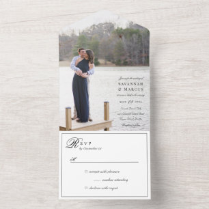 Black and White Photo Wedding All In One Invitation