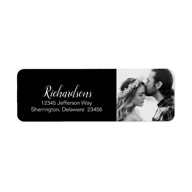 Black and White Photo Wedding Collection Return Address Label (Front)