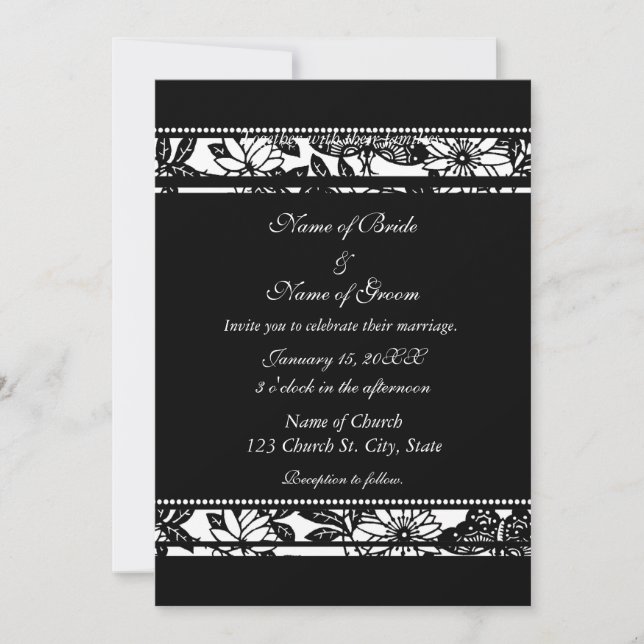Black and White Photo Wedding Invitation Cards (Front)