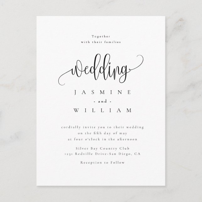 Black and White Photo Wedding  Postcard (Front)
