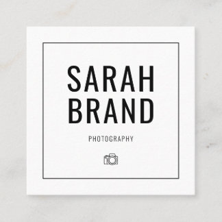 Black and White Photographer Photography Square Business Card