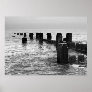 Black and white photography – “Seaside breaker Poster
