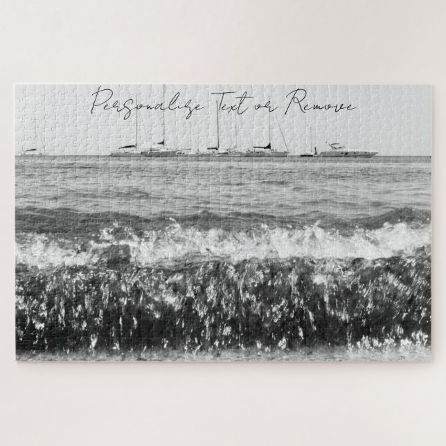 Black and White Photography with Seaside Landscape Jigsaw Puzzle (Horizontal)