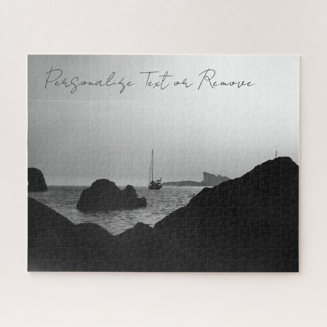 Black and White Photography with Seaside Landscape Jigsaw Puzzle (Horizontal)