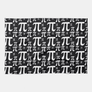 Black and White Pi Pattern Tea Towel