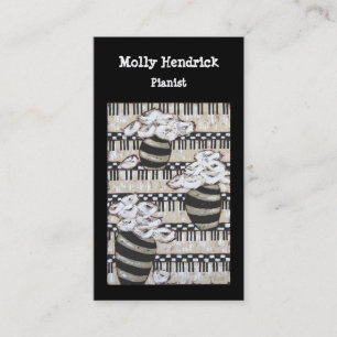 Black and White pianist business cards