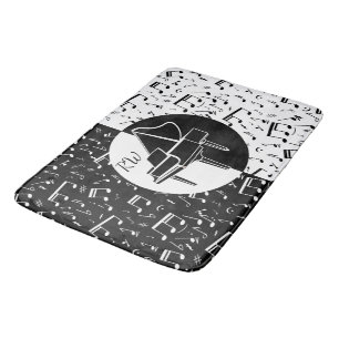 Black and white Piano design Bath Mat