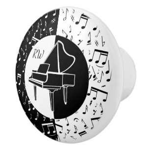 Black and white Piano design Ceramic Knob
