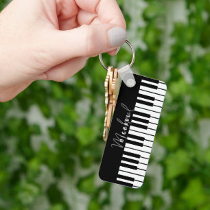 Black and White Piano Keyboard Monogram Key Ring
