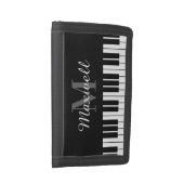Black and white piano keys custom monogram trifold wallet (Side)