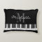 Black and white piano keys monogram accent pillow