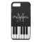 Black and white piano keys monogram iPhone 12 case
