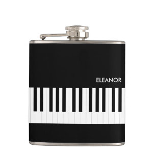 Black and White Piano Keys Music Keyboard Hip Flask