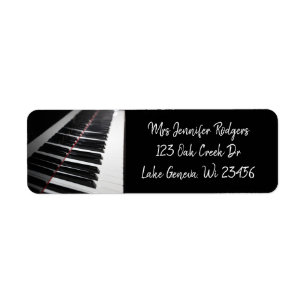 Black and White Piano Keys Musical Return Address Label