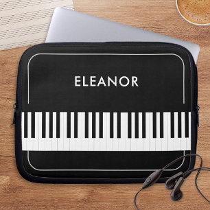 Black and White Piano Keys Musician's Personalized Laptop Sleeve