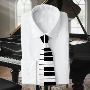 Black and white piano keys neck tie for pianist