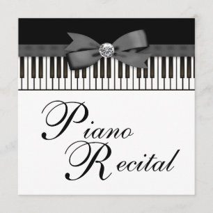 Black and White Piano Keys Recital Invitation