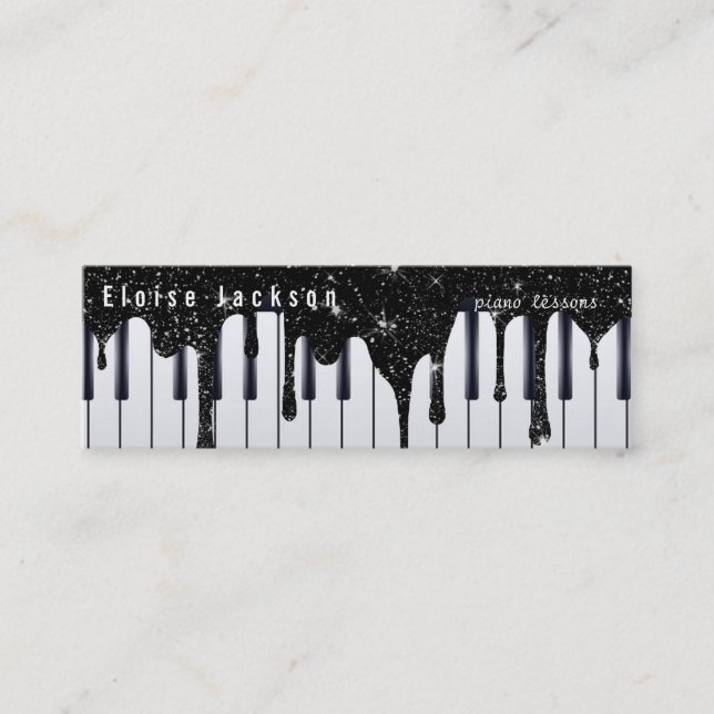 black and white piano mini business card (Front)
