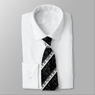 Black and White Piano Music Pattern Tie