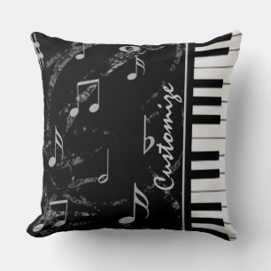 Black and White Piano Music Throw Pillow