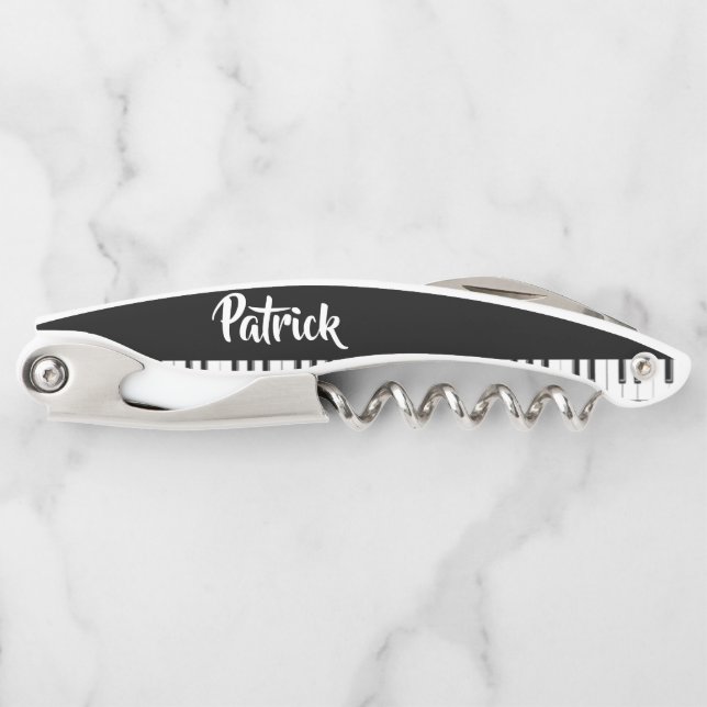 Black and white piano pattern corkscrew (Front)