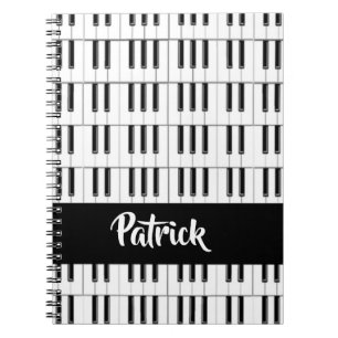 Black and white piano pattern notebook
