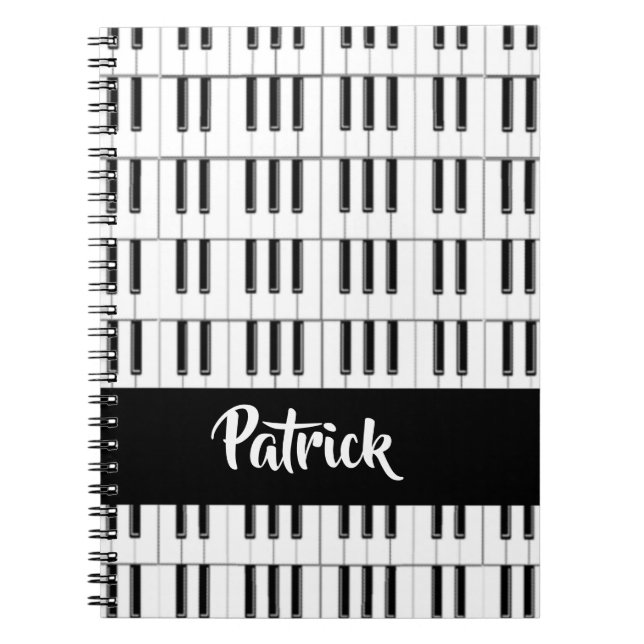 Black and white piano pattern notebook (Front)
