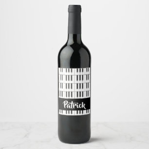 Black and white piano pattern wine label