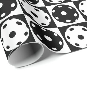🖤 Black and 🤍white pickleballs wrapping paper