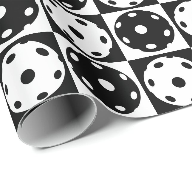 🖤 Black and 🤍white pickleballs wrapping paper (Roll Corner)